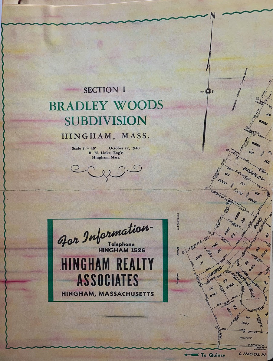 Bradley Woods Subdivision Plan with Hingham Realty Associates branding