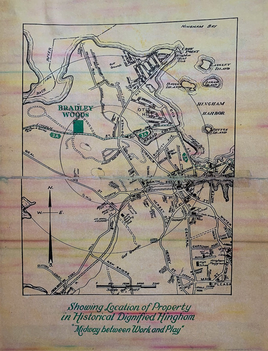 Bradley Woods Shown on Historical Hingham Map