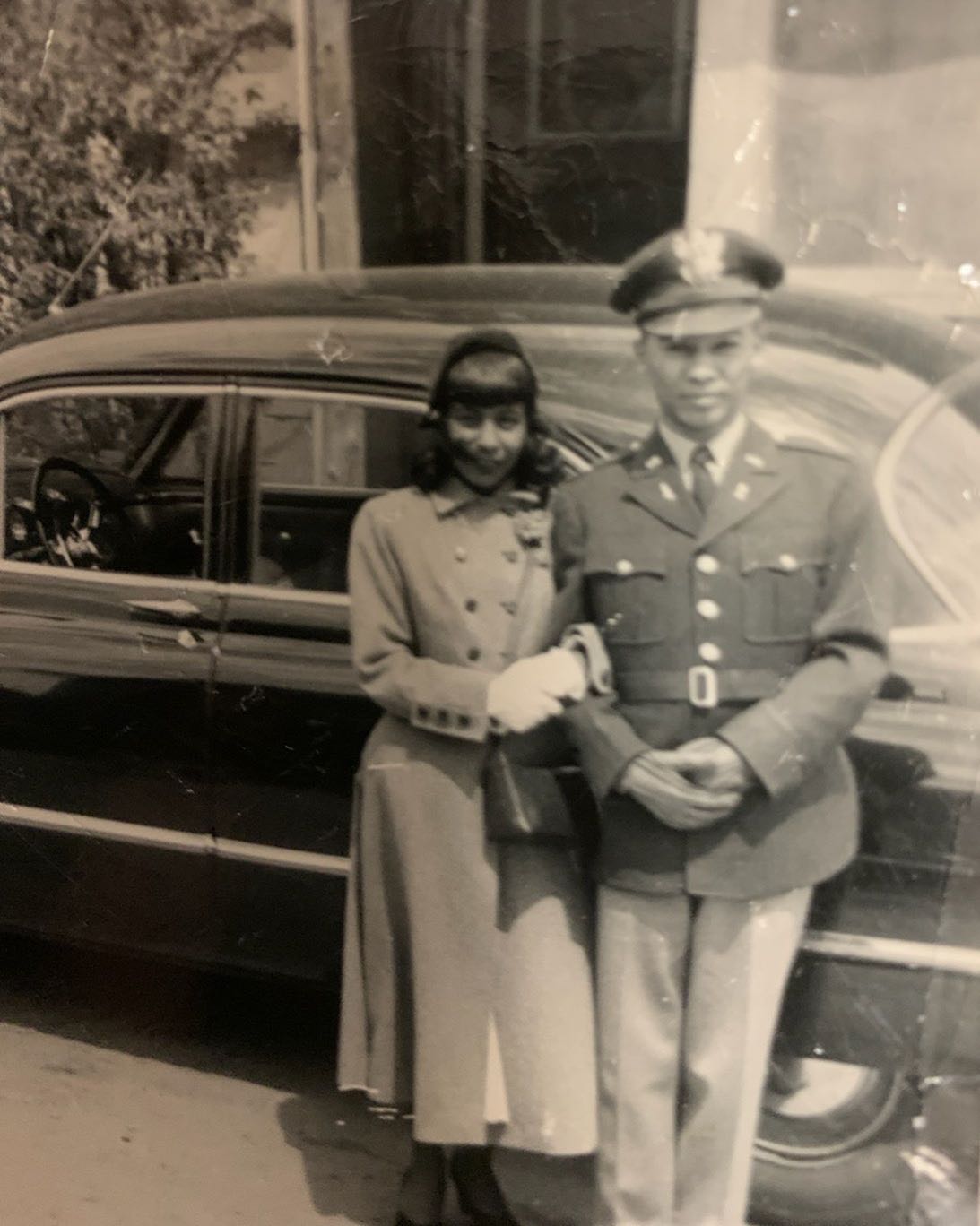 Louis T. Bonitto in his service uniform with his wife Jean Bonitto circa 1950